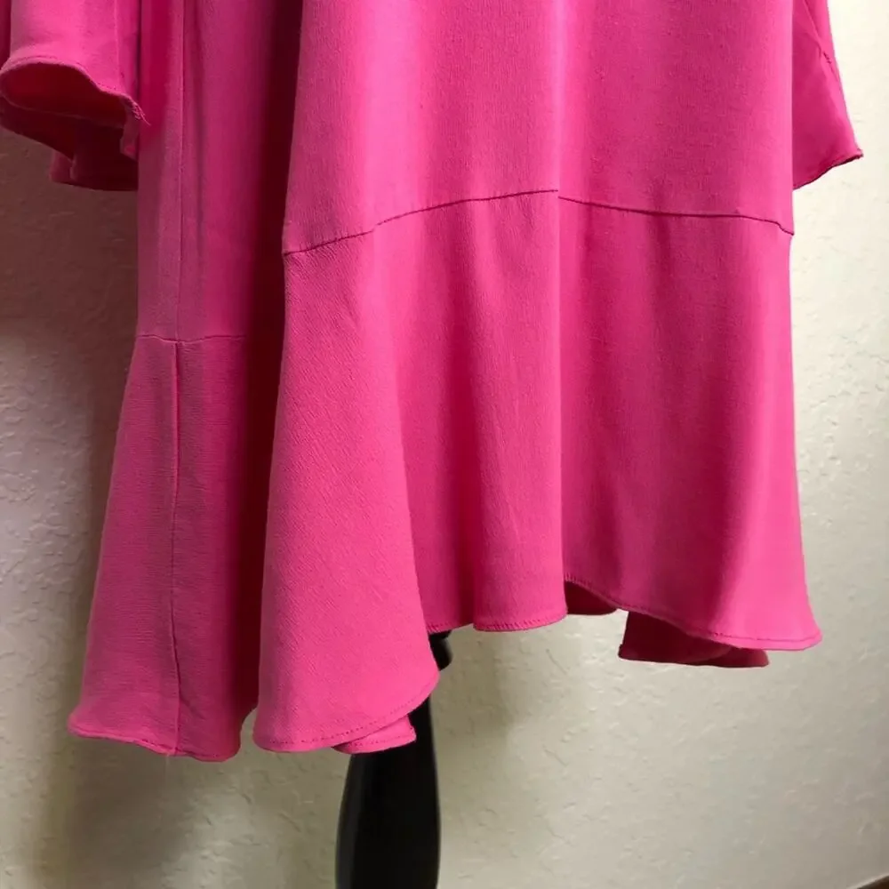 Anthropologie HD in Paris bright pink v neck swing dress size 6